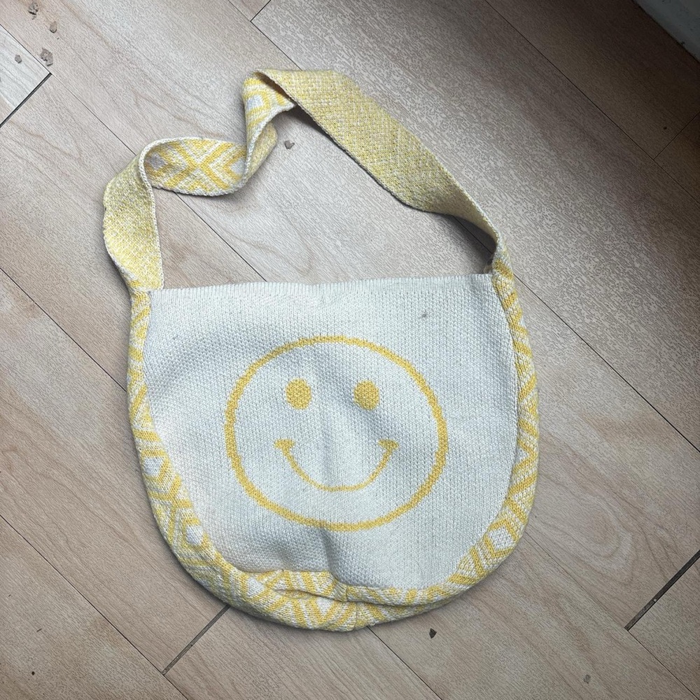 Yellow and White Smiley Face Tote Bag